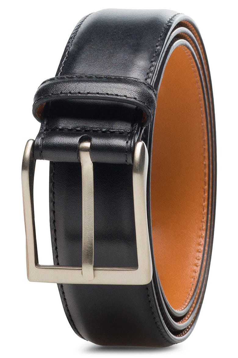 Wind Leather Belt, Main, color, BLACK