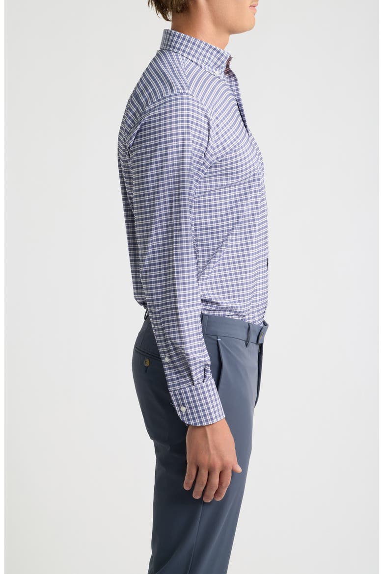 Clark Performance Twill Plaid Sport Shirt, Alternate, color, NAVY