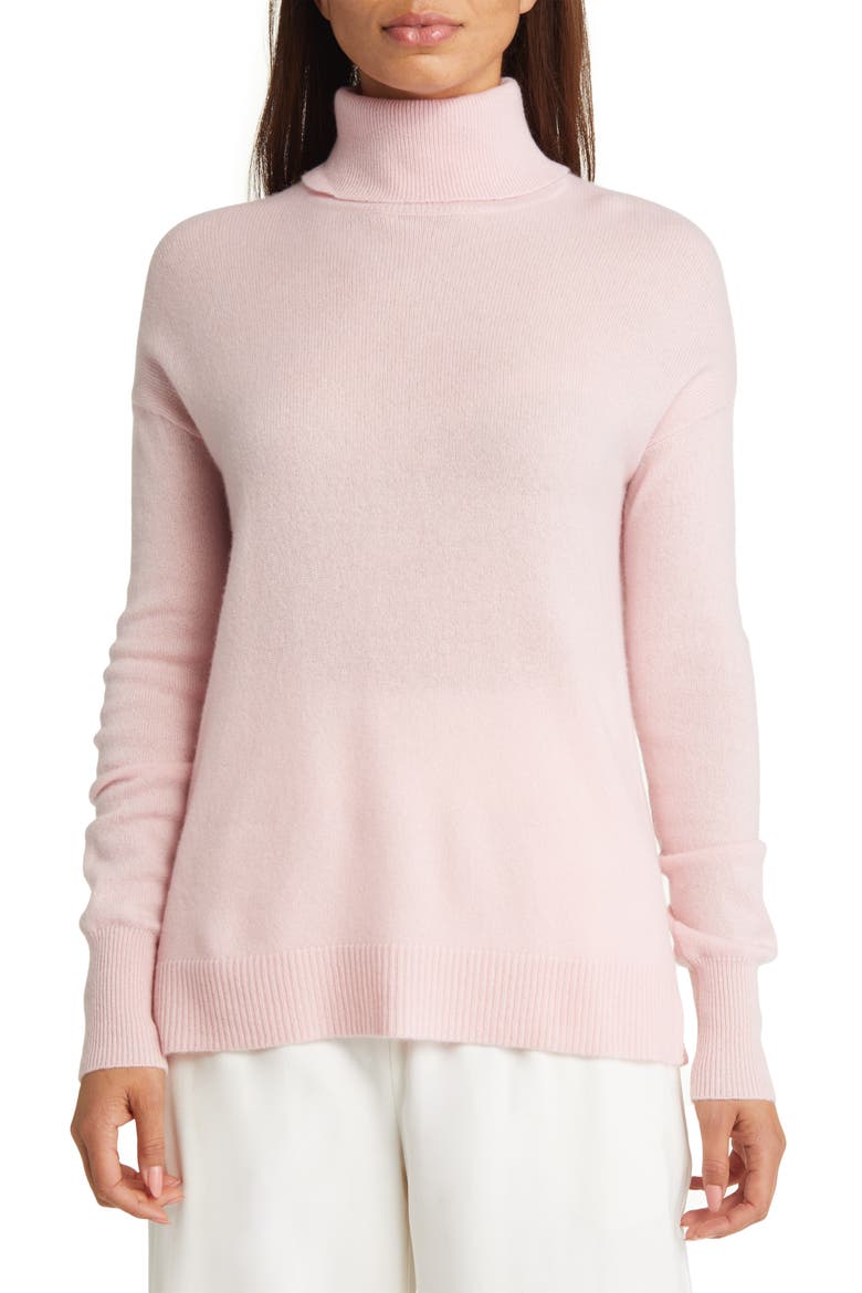 Cashmere Turtleneck Sweater, Main, color, PINK TULIP