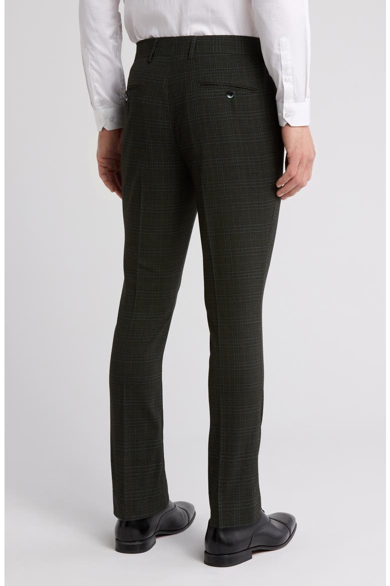 Plaid Slim Fit Dress Pants, Alternate, color, DARK GREEN