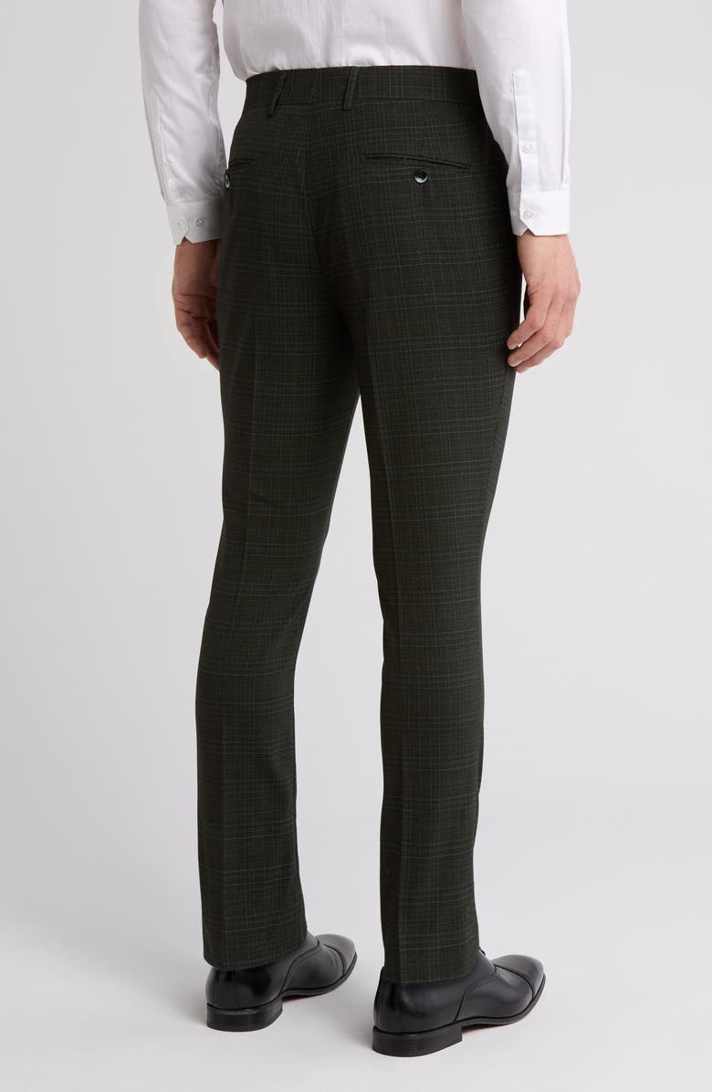 Tahari Plaid Slim Fit Dress Pants, Alternate, color, Dark Green