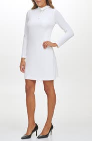 Calvin Klein Tie Neck Long Sleeve Shift Dress
