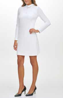 Calvin Klein Tie Neck Long Sleeve Shift Dress