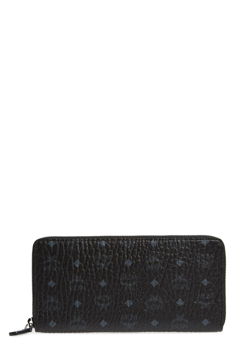 Visetos Original Zip Around Coated Canvas Wallet, Main, color, BLACK