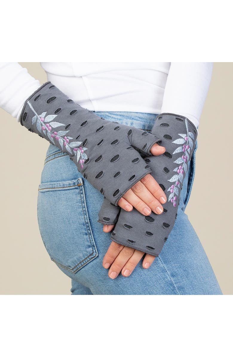 Feelgoodz Women's Artisan Crafted Fleece Lined Hazel Fingerless Jersey Gloves, Alternate, color, Dawn