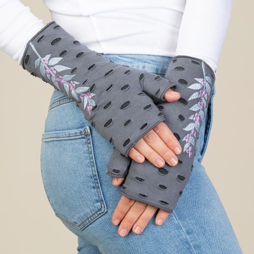 Feelgoodz Artisan Crafted Fleece Lined Hazel Fingerless Jersey Gloves In Gray