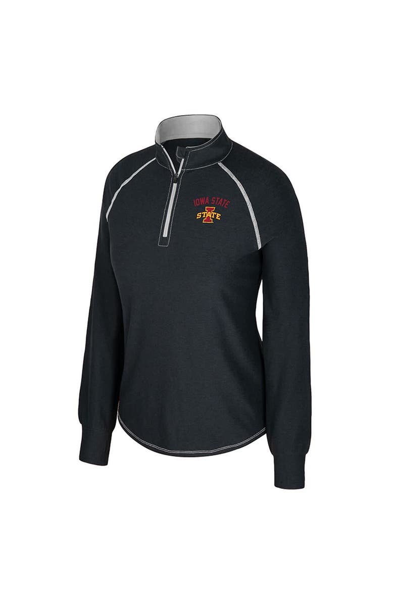 COLOSSEUM Women's Colosseum Black Iowa State Cyclones Bikram Raglan Quarter-Zip Top, Alternate, color, Black