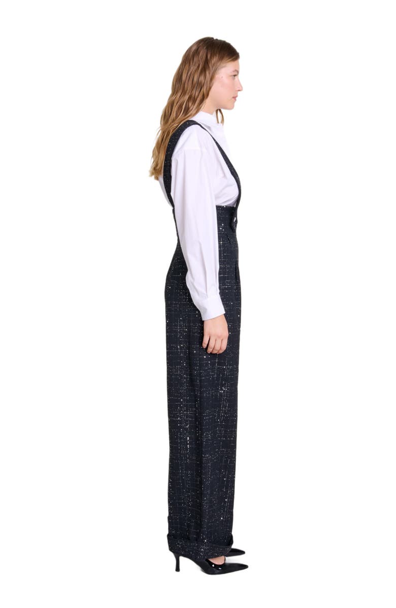 maje Wide-leg trousers with tweed braces, Alternate, color, 
