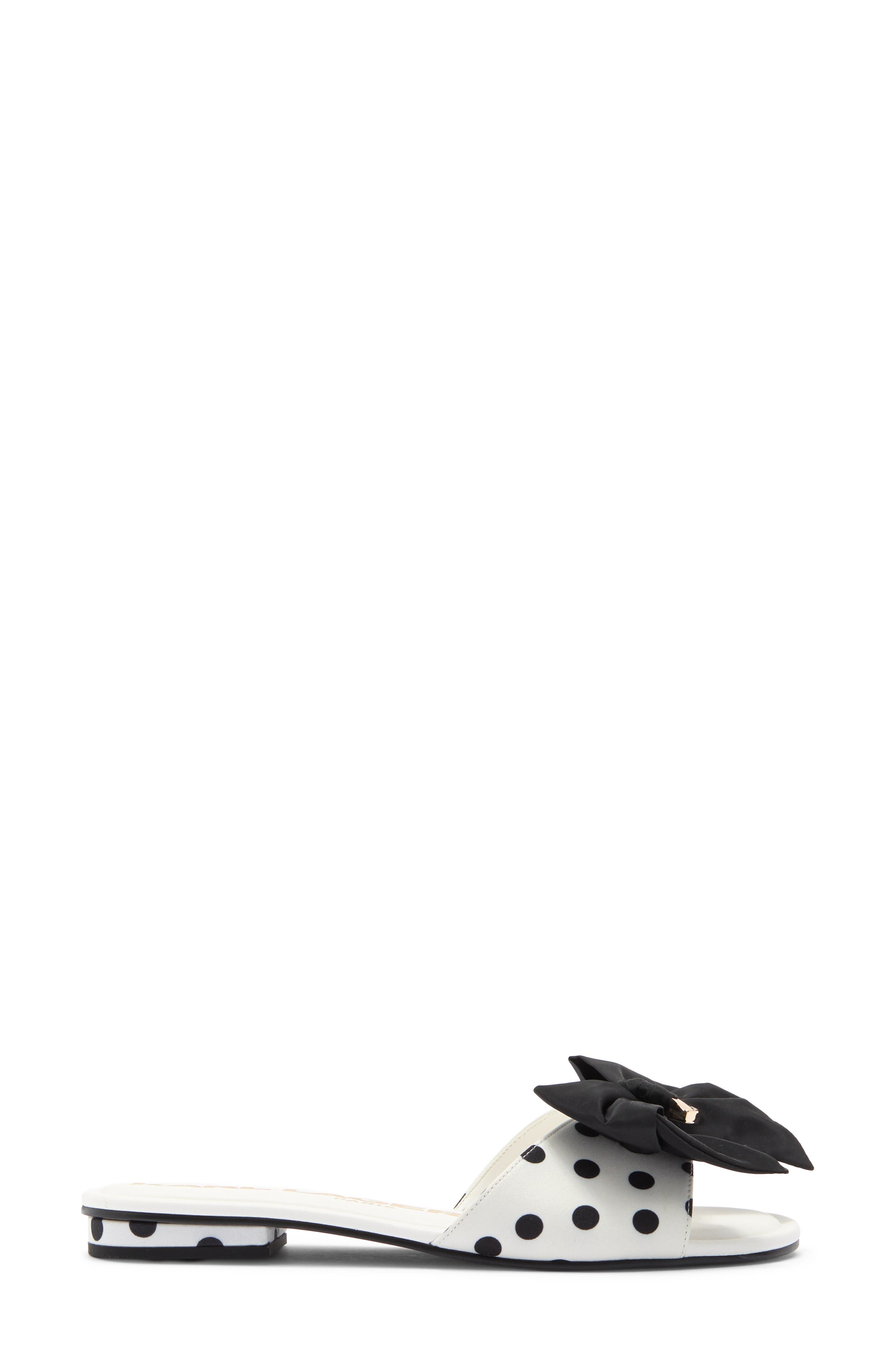 KARL LAGERFELD PARIS Ciaran Bow Slide Sandal, Alternate, color, White/ Black
