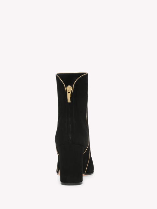 Gianvito Rossi Gold-trim Suede Boots In Black