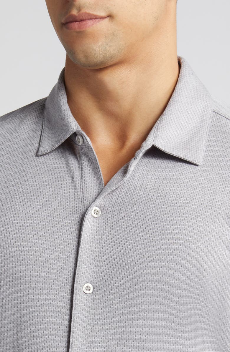 Robert Barakett Robbins Knit Short Sleeve Button-Up Shirt, Alternate, color, Grey