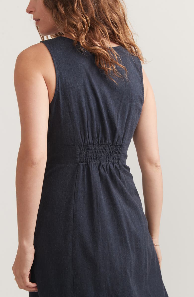 Marine Layer Camila Sleeveless Hemp Blend Maxi Dress, Alternate, color, India Ink
