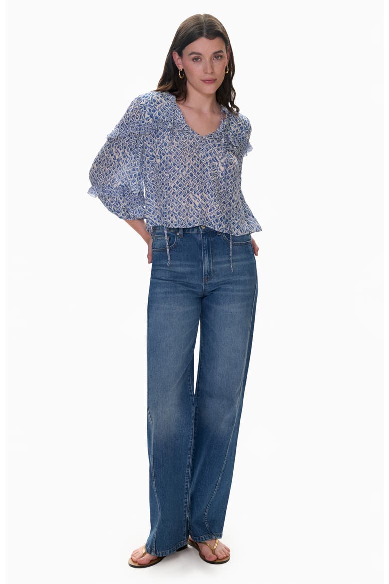 Charlotte Print Mix Blouse, Main, color, Indigo Blue Multi