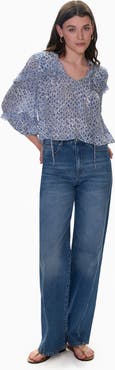 Rebecca Taylor Charlotte Print Mix Blouse