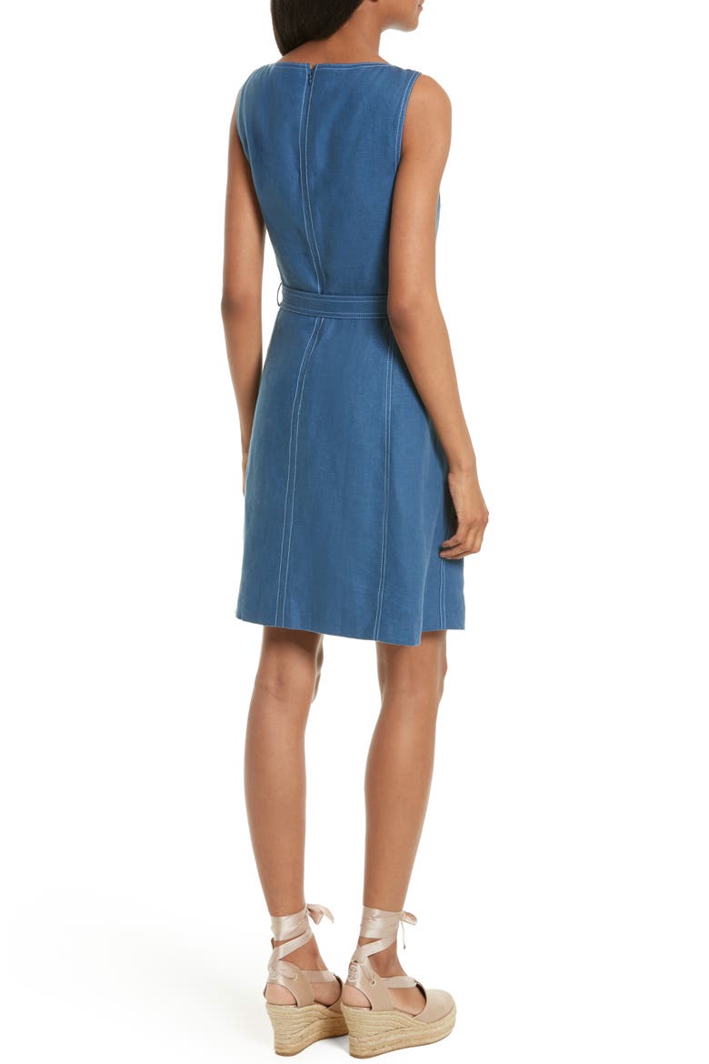 Nadia Linen A-Line Dress, Alternate, color, INDIA INDIGO