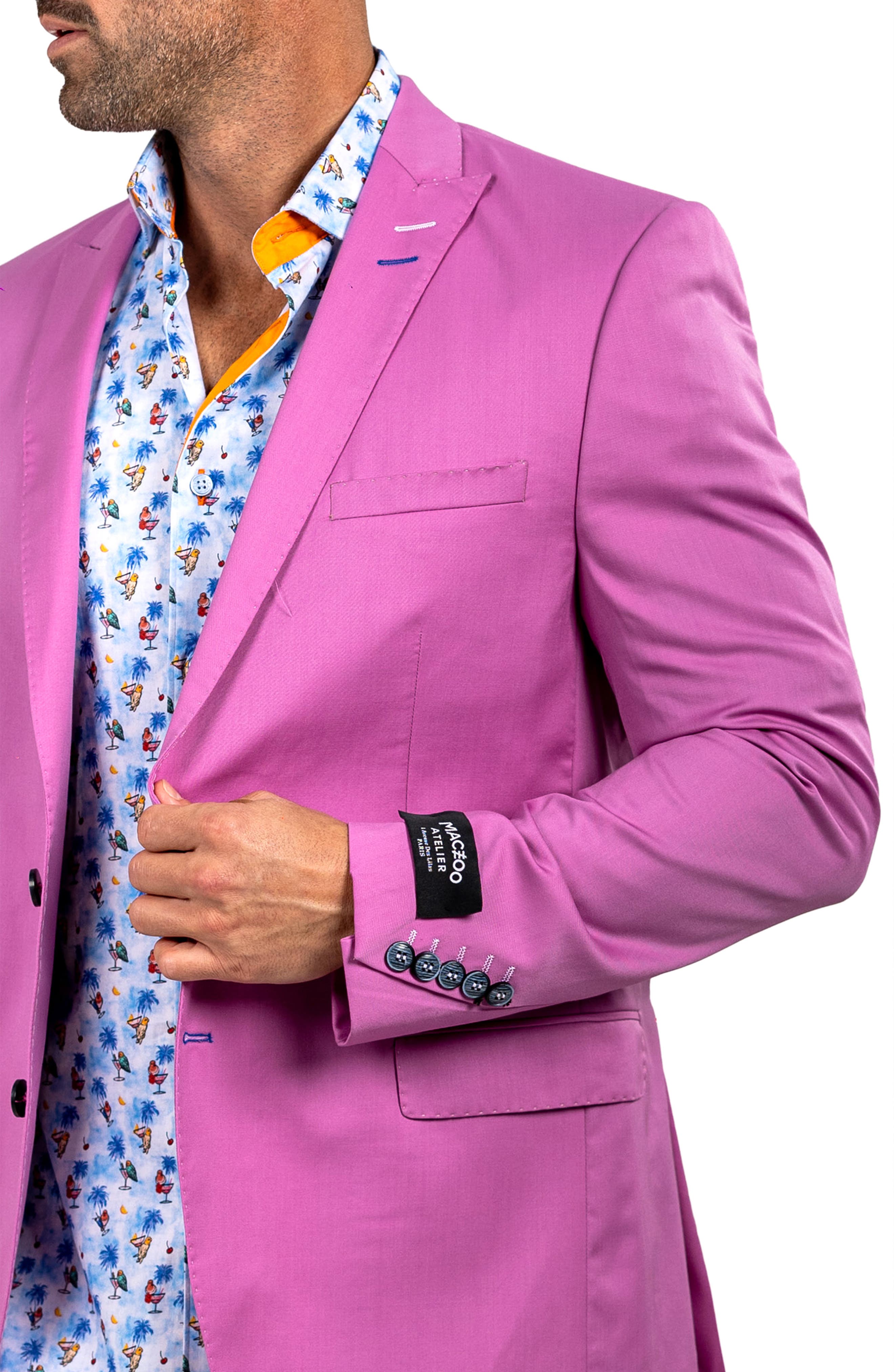 Maceoo Descartes Marthyr028 Purple Virgin Wool Peak Lapel Blazer (Men ...