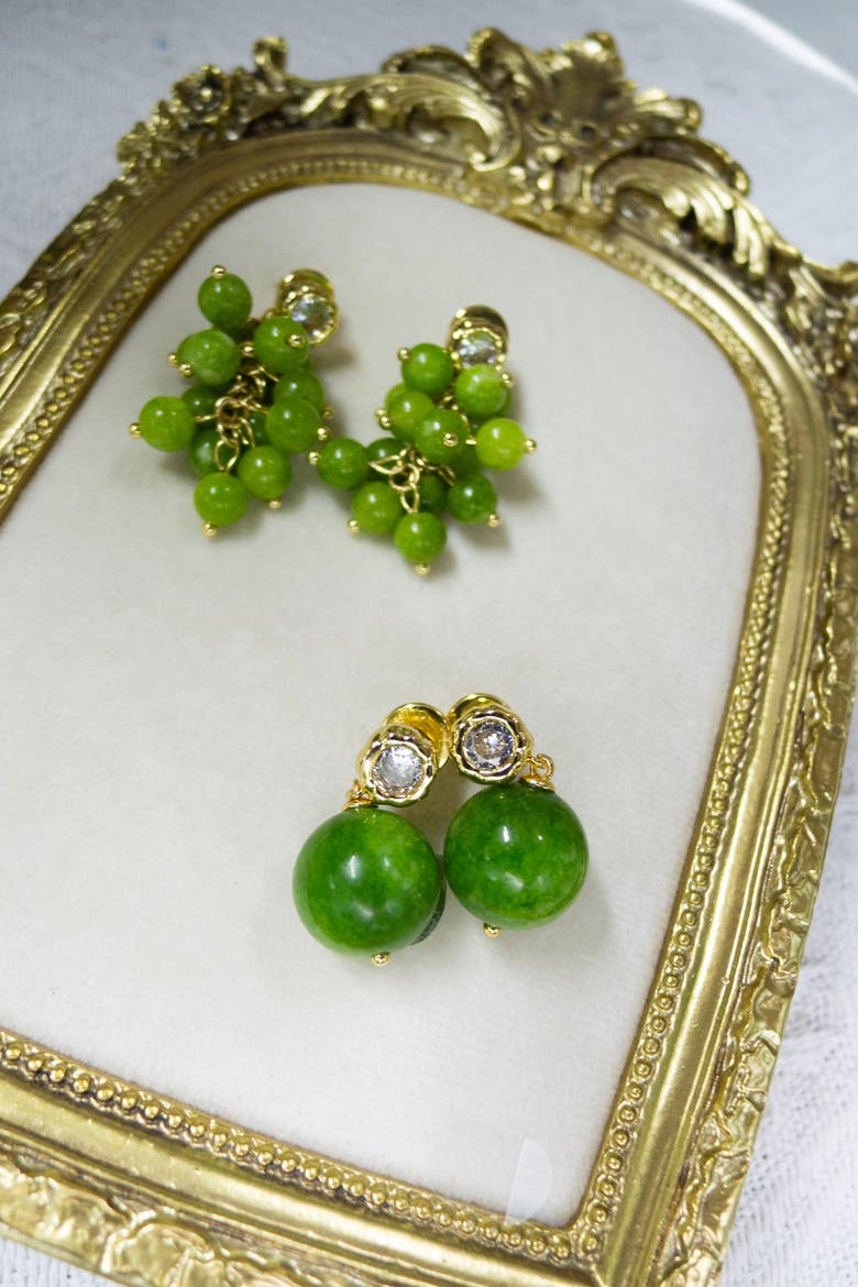 Olivia Peridot Bead  Drop Earrings, Alternate, color, Green