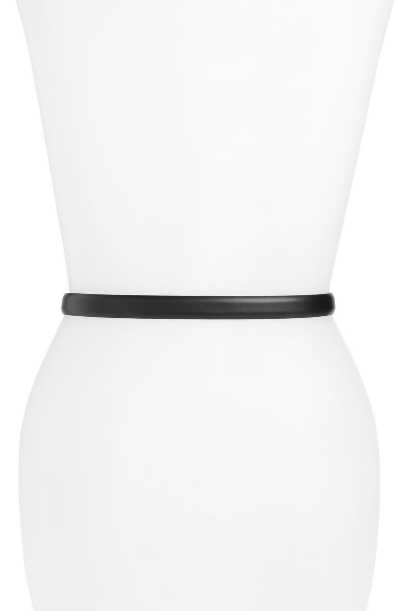 Moschino Logo Skinny Leather Belt, Alternate, color,