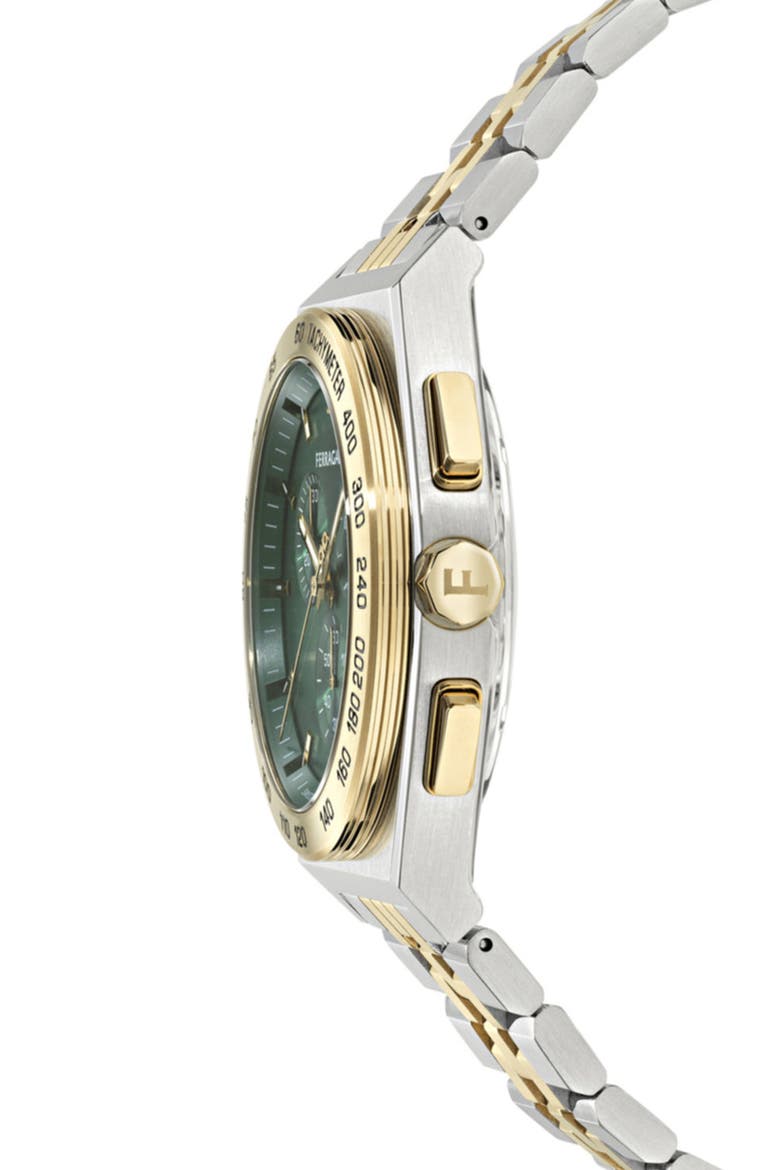 Vega Chronograph Bracelet Watch, 42mm, Alternate, color, GREEN/ TWO TONE