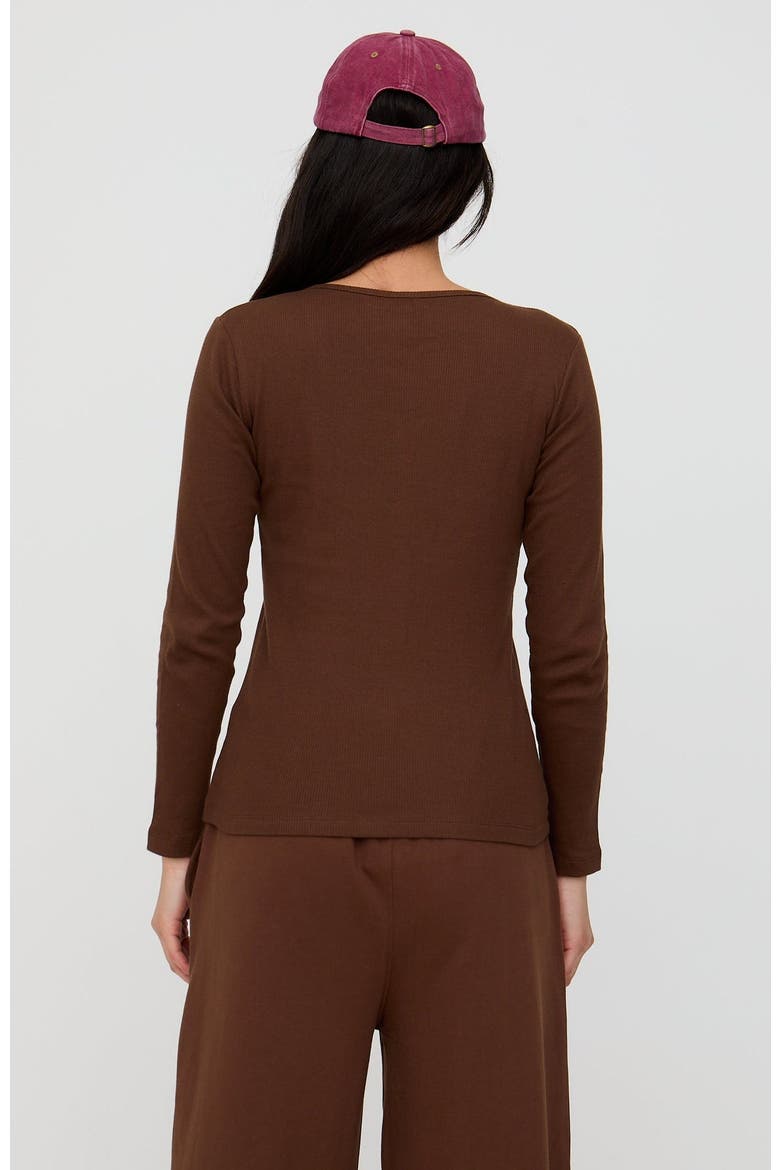 Organic Cotton Nora Long Sleeve Top, Alternate, color, Brown