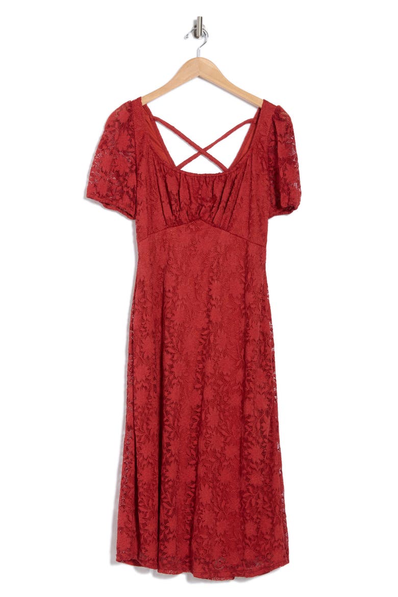 Puff Sleeve Lace Dress, Alternate, color, ORANGE
