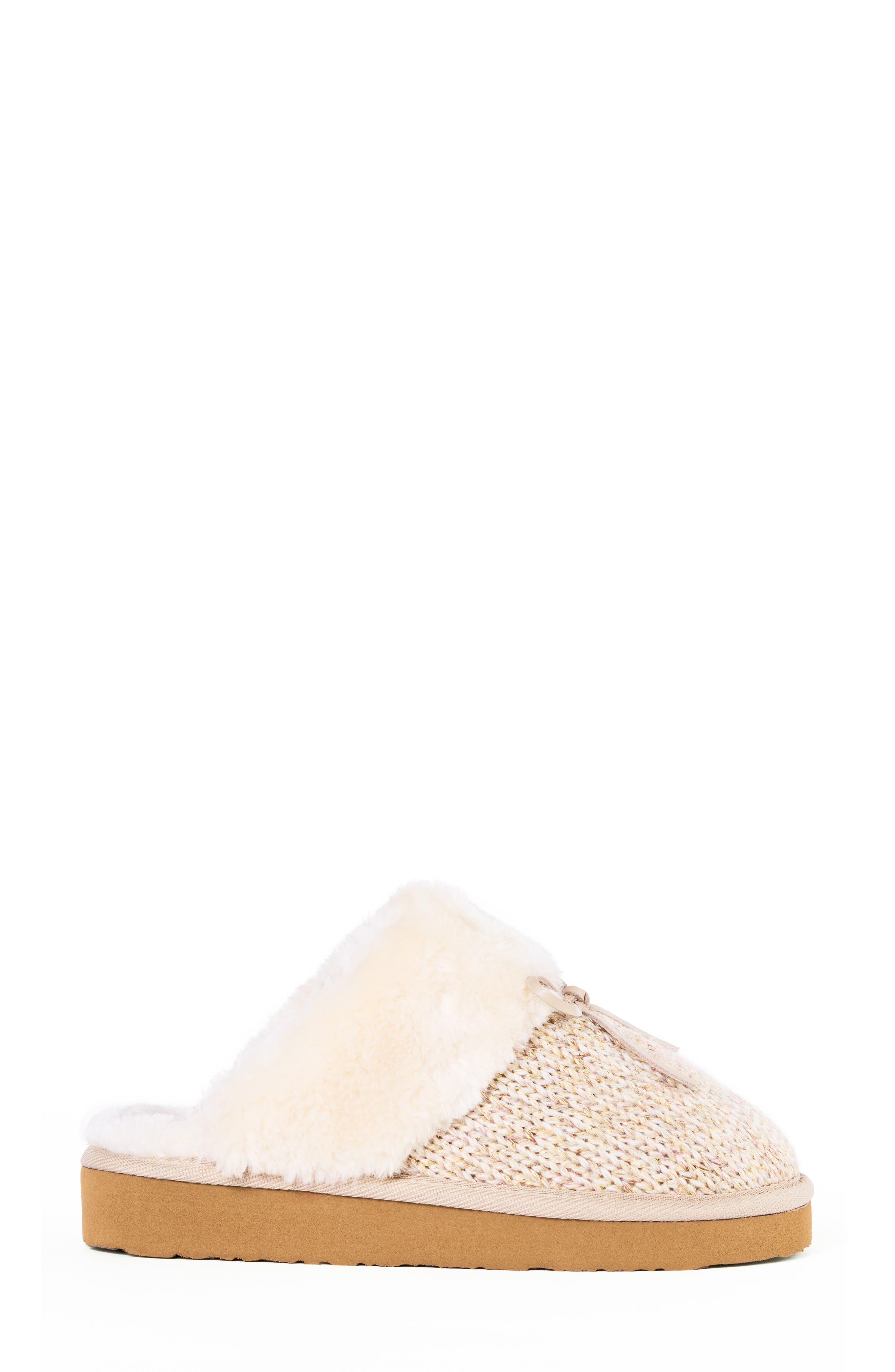 Fluffy Scuff Slipper, Alternate, color, SPARKLE TAN
