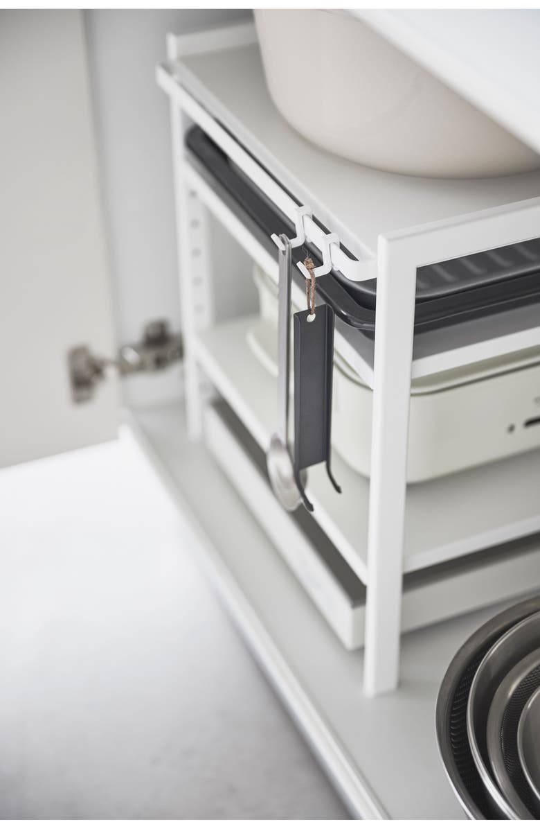 Yamazaki Three-Tier Cabinet Storage Rack, Alternate, color, White