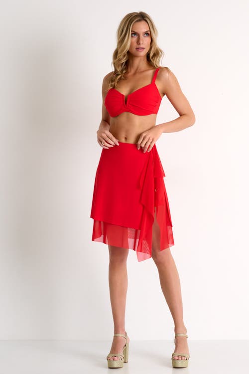SHAN SHAN RUFFLE MESH WRAP PAREO SKIRT 