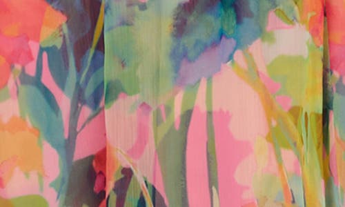 Adrianna Papell Print Sleeveless Trapeze Maxi Dress In Pink Multi