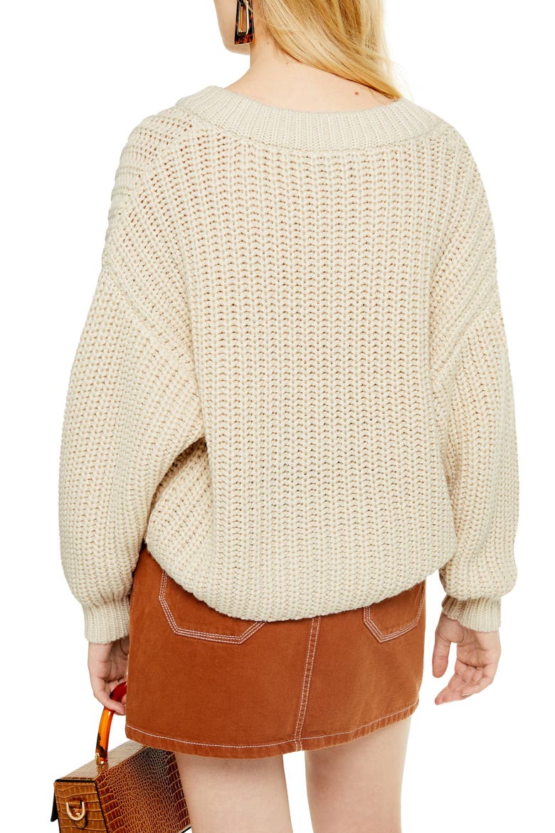 Oversize V-Neck Sweater, Alternate, color, OATMEAL