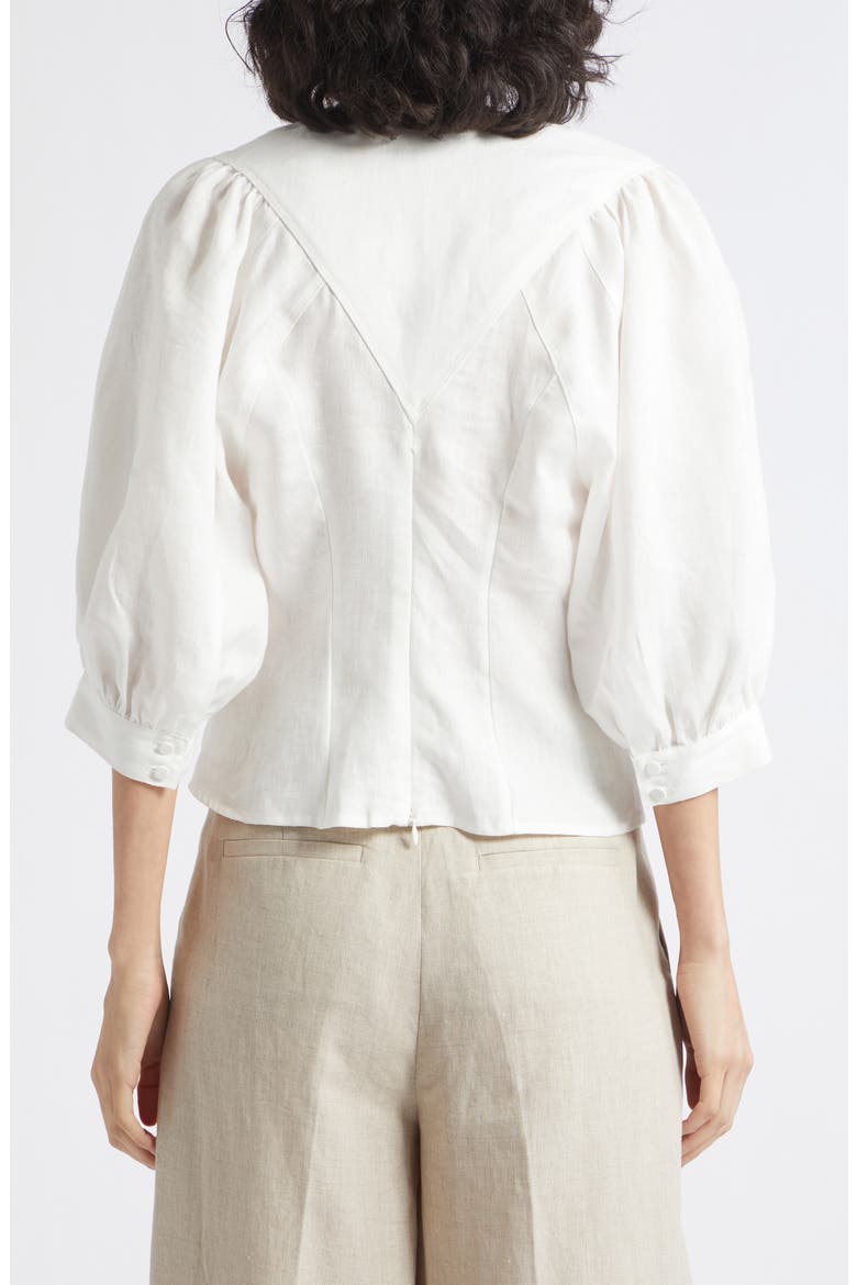 Evie Linen V-Neck Top, Alternate, color, IVORY
