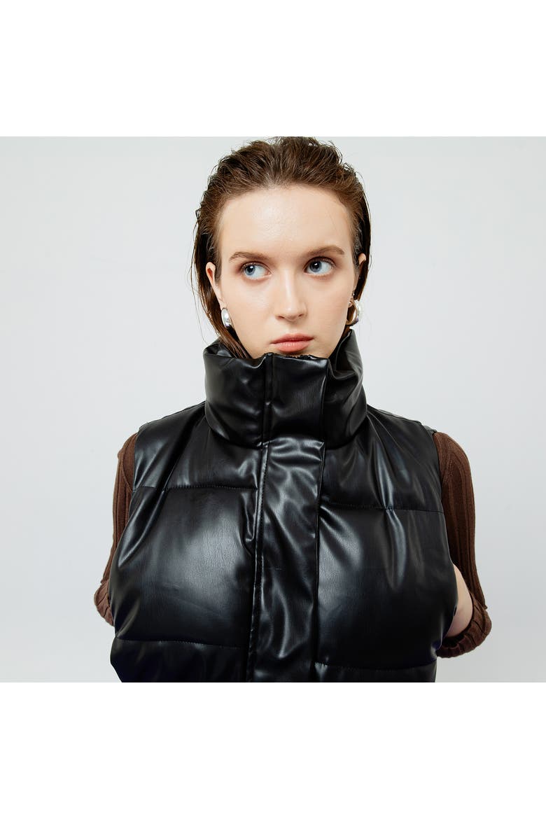 Riley Quilted Leather Vest, Alternate, color, Black
