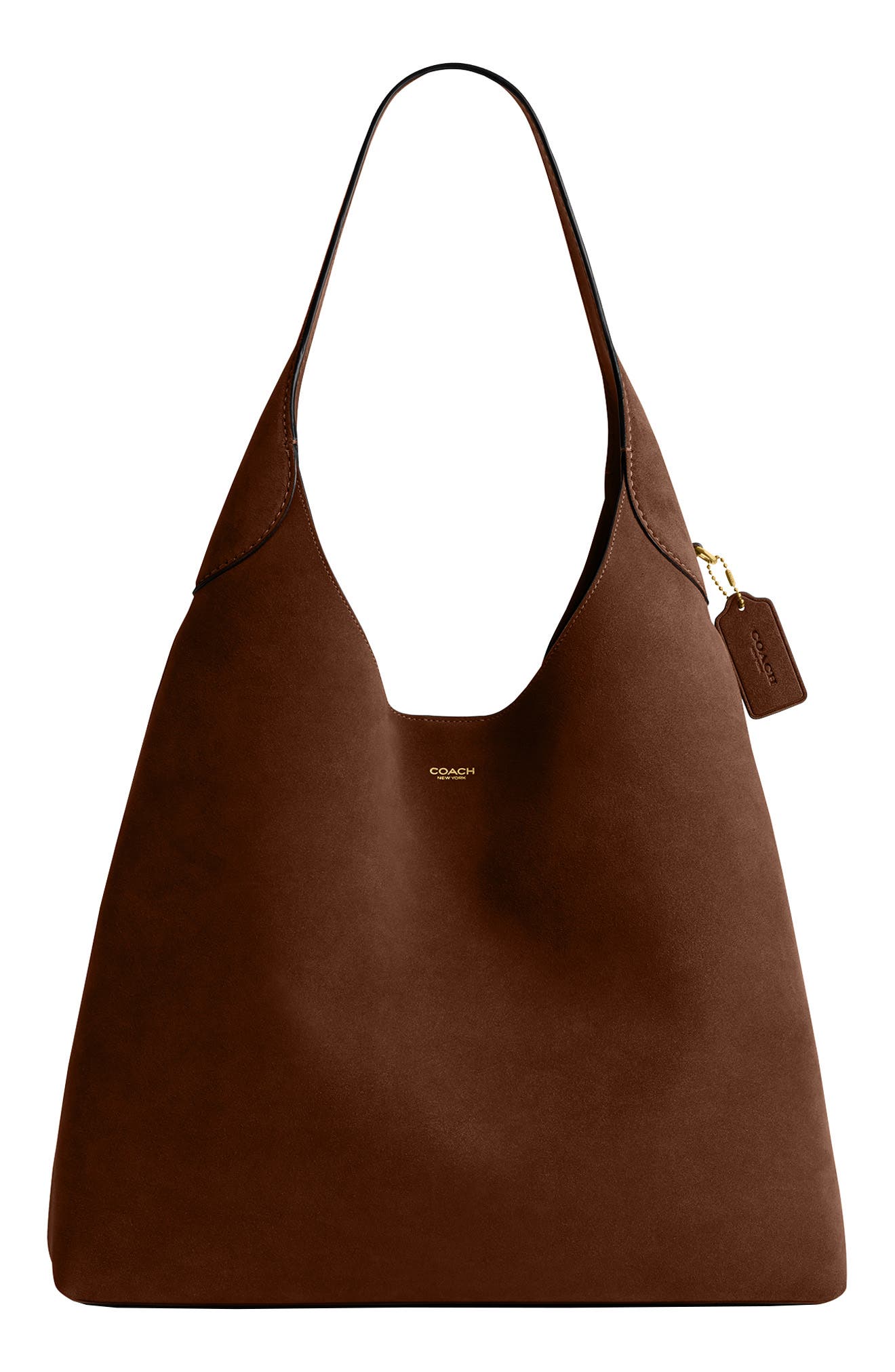 COACH Brooklyn 39 Suede Shoulder Bag, Main, color, B4/Warm Brown
