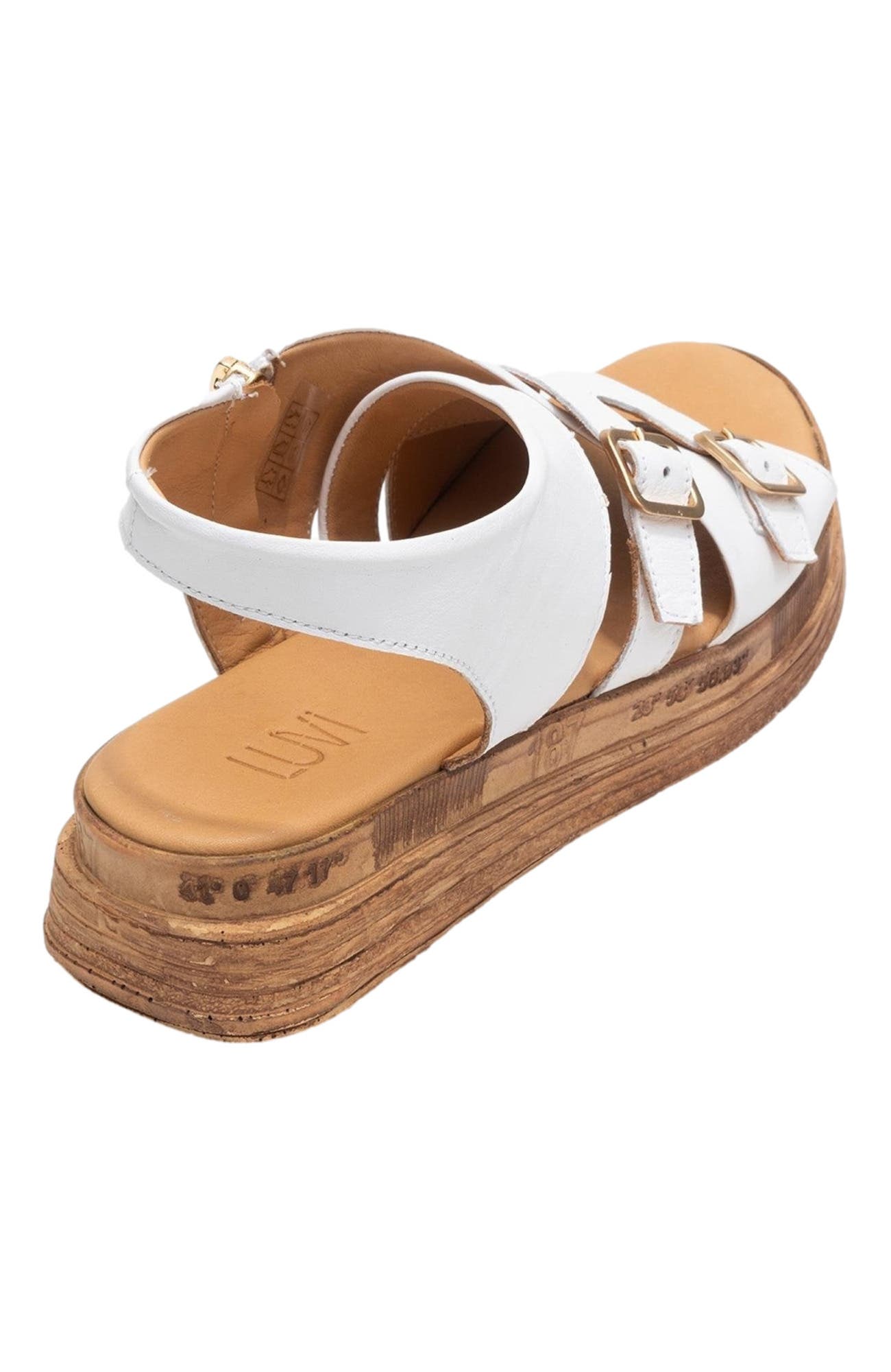 Forever & Always Shoes Levine Leather Buckled Side-Zip Sandal, Alternate, color, White Leather