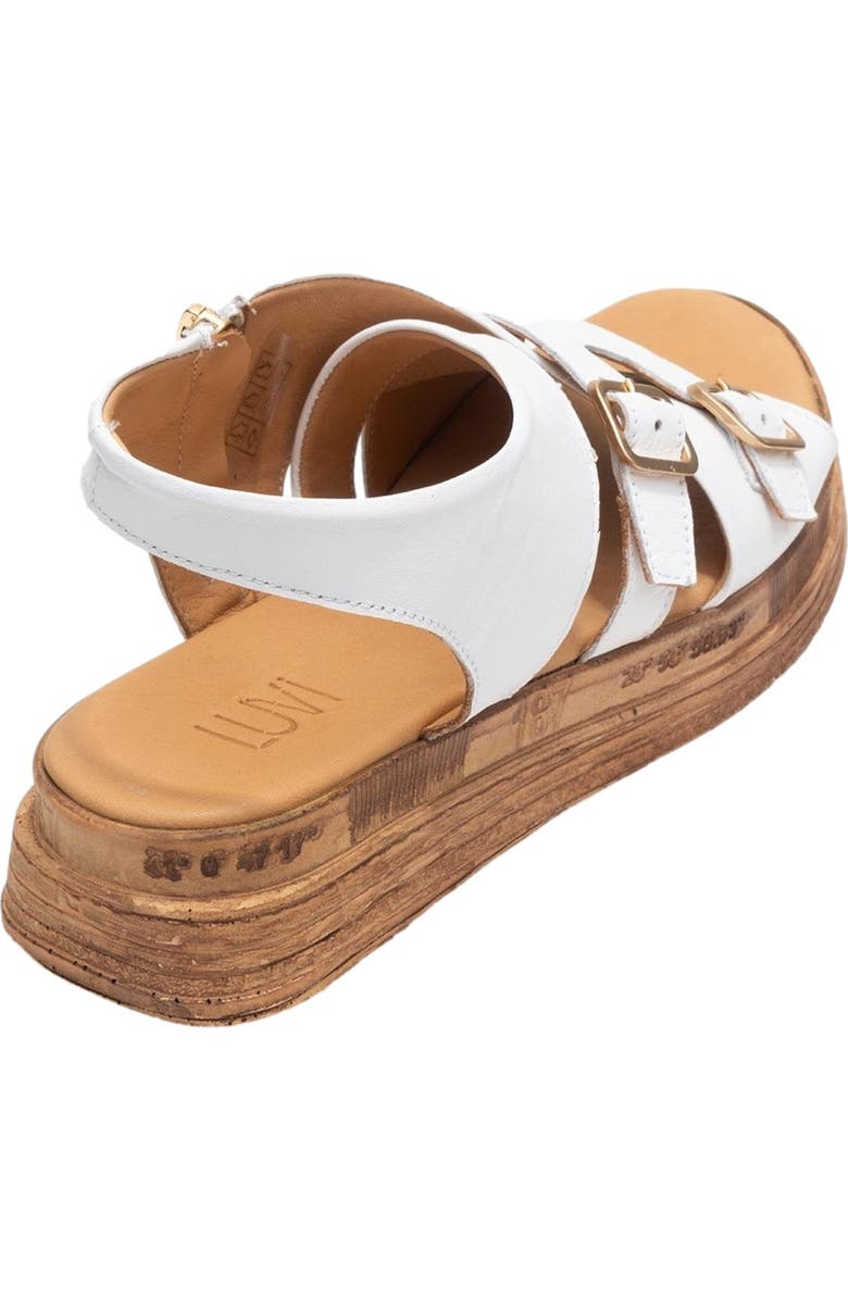 Forever & Always Shoes Levine Leather Buckled Side-Zip Sandal, Alternate, color, White Leather