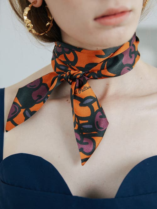 Lost Pattern Nyc "lost Cherries" Silk Skinny Scarf In Multi