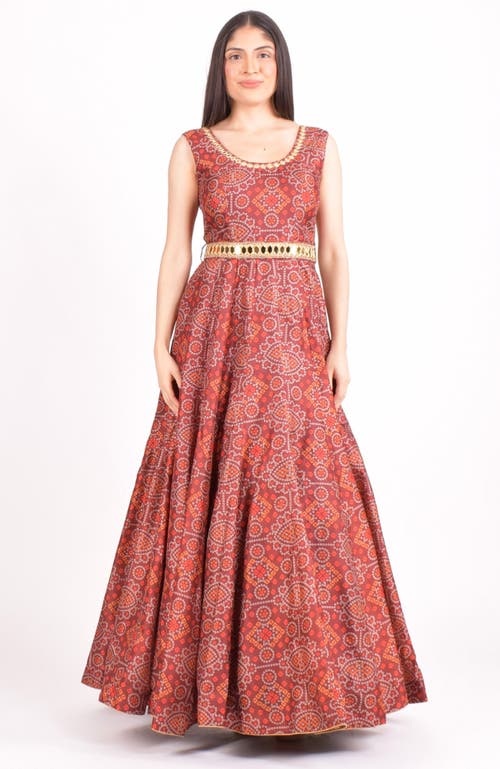 Raas Darrie Silk Gown With Belt In Burgundy