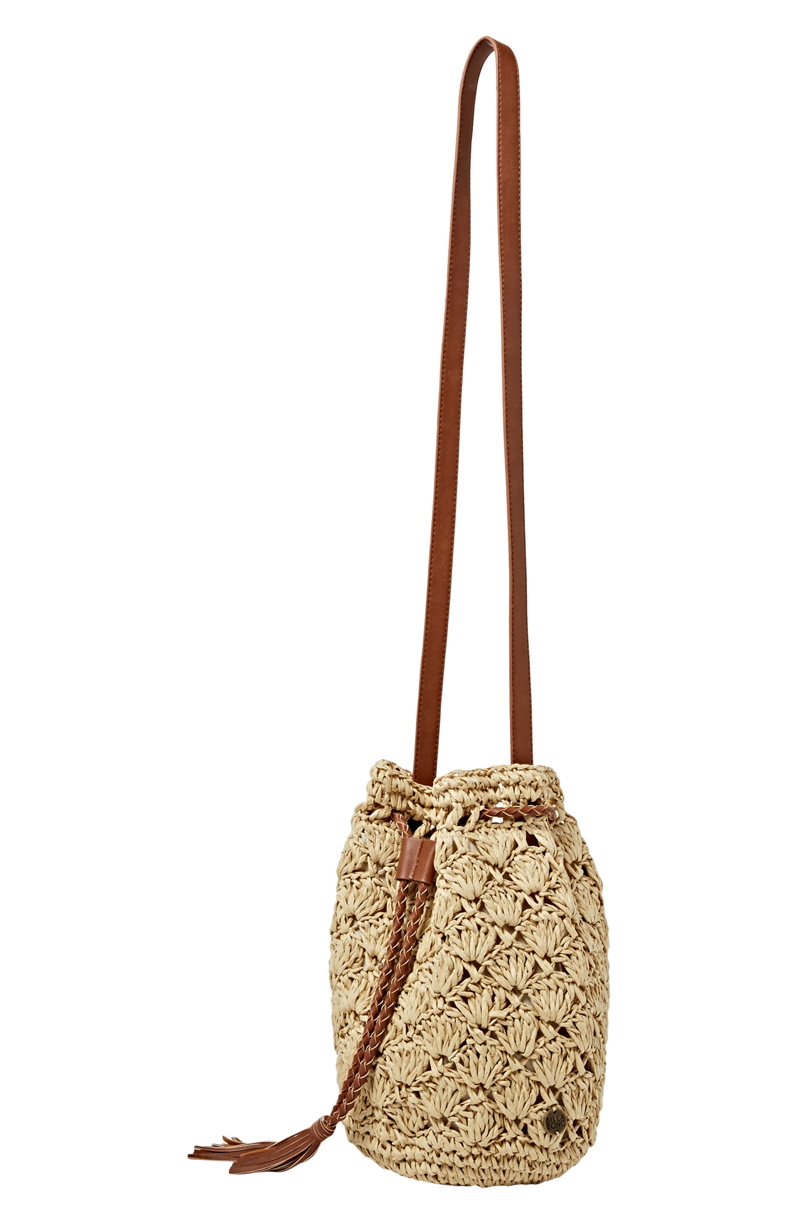 Billabong Wake Up Straw Bucket Bag, Alternate, color, 