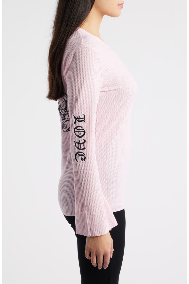 Fleur Embroidered Thermal Knit Top, Alternate, color, PINK