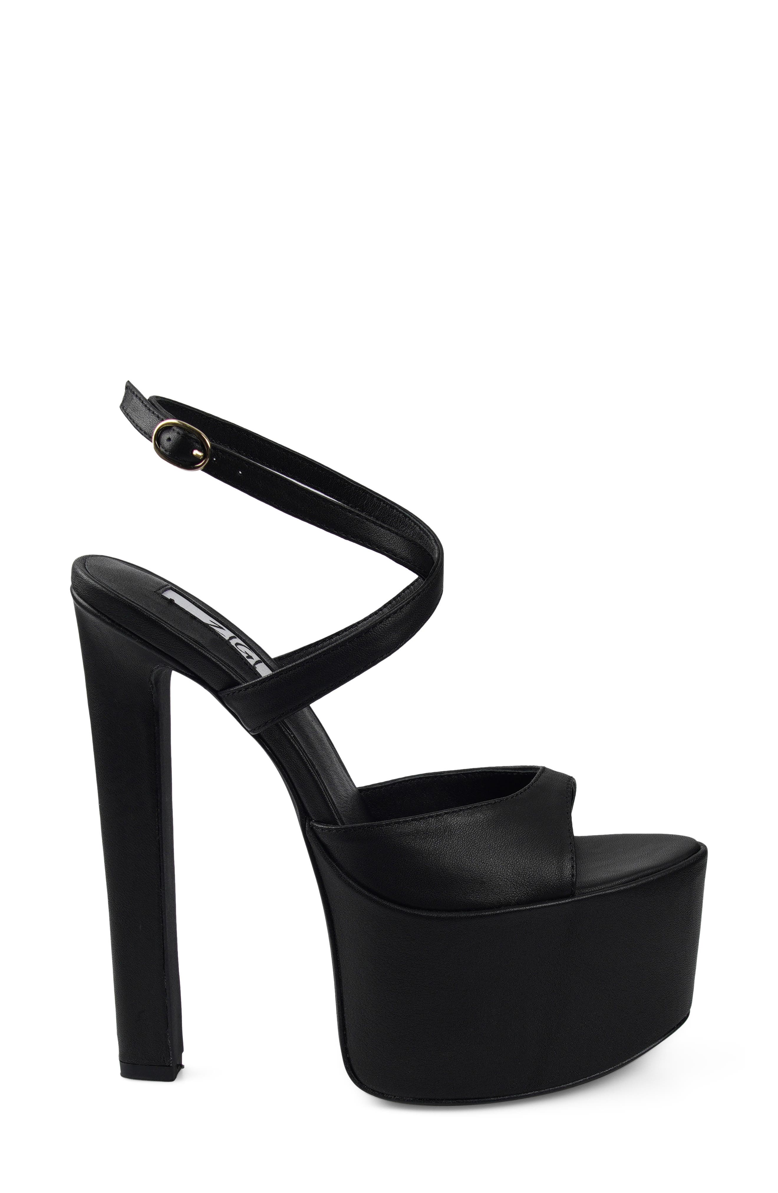 Ankle Strap Platform Sandal, Alternate, color, BLACK LEATHER