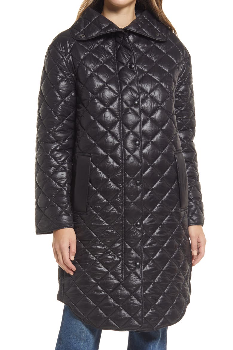 Diamond Quilted Coat, Alternate, color, BLACK