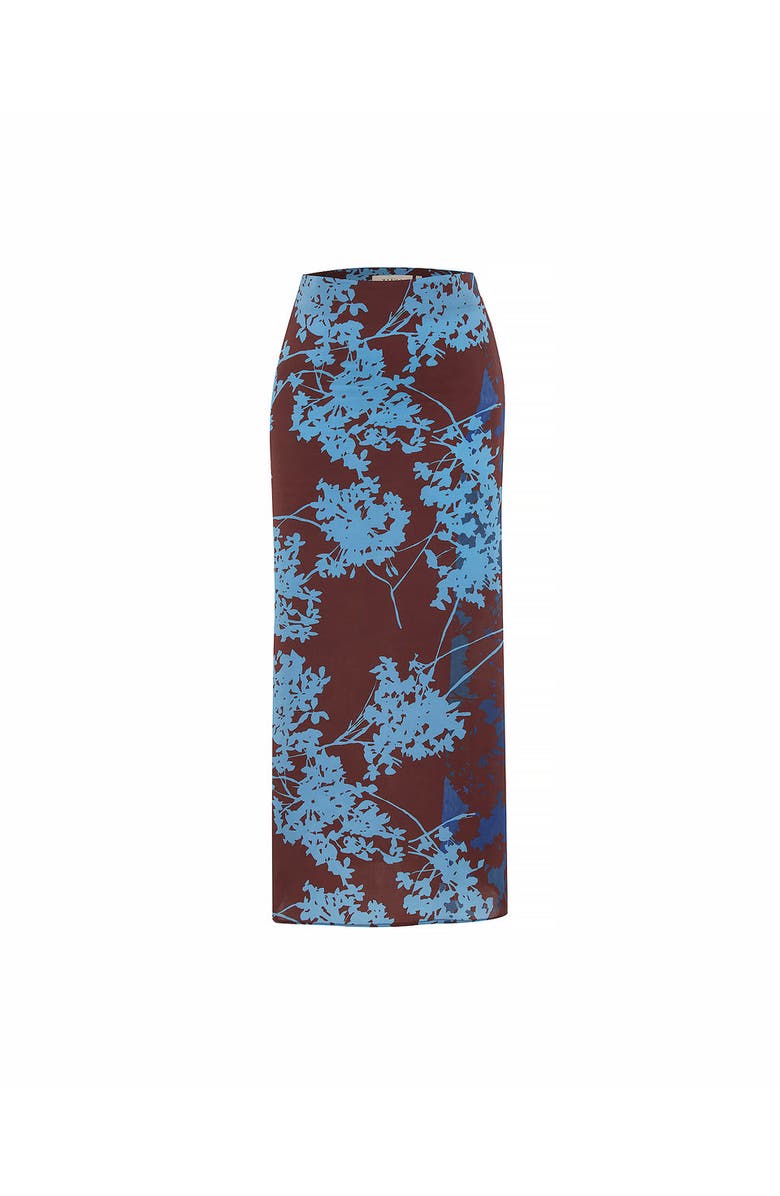 THEO The Label Hydra Printed Maxi Skirt, Main, color, Koffee/Blue