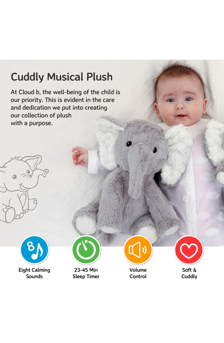 Cloud B Eli the Elephant - Plush Toy & Baby Sleep Sound Soother, Alternate, color, Grey