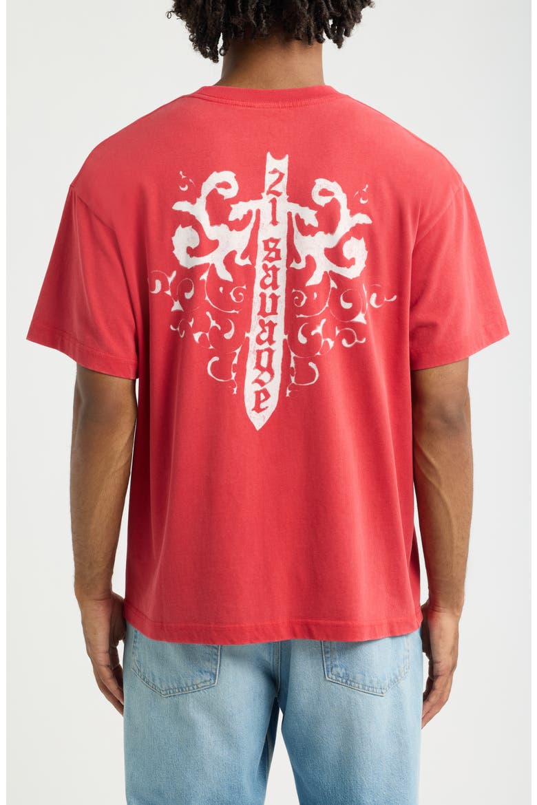 21 Savage Graphic Tee, Alternate, color, RED WASH