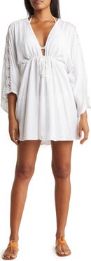 BOHO ME Lace Trim Cover-Up Tunic Top