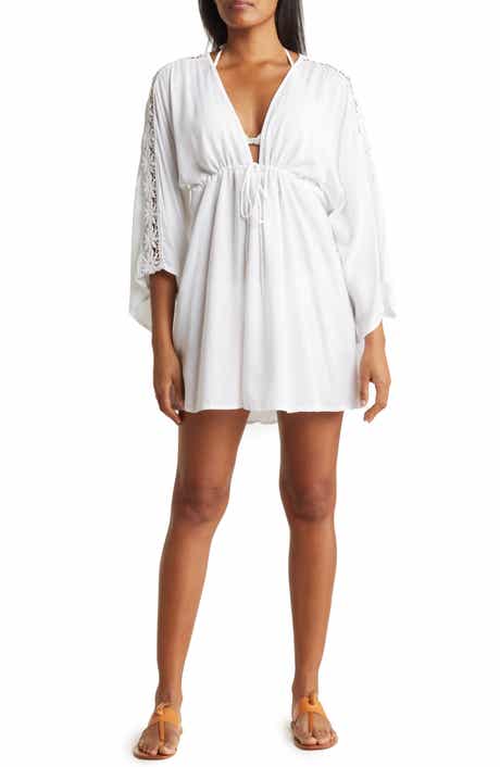 BOHO ME Lace Trim Cover-Up Tunic Top