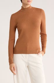 ELIE ELIE TAHARI Mock Neck Pointelle Sweater