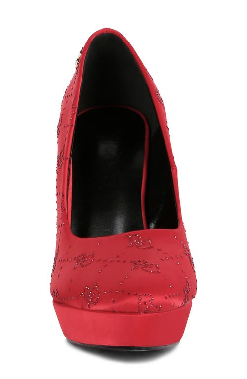 Rag & Co Ballard Red Monogram Satin Stiletto Pumps In Red