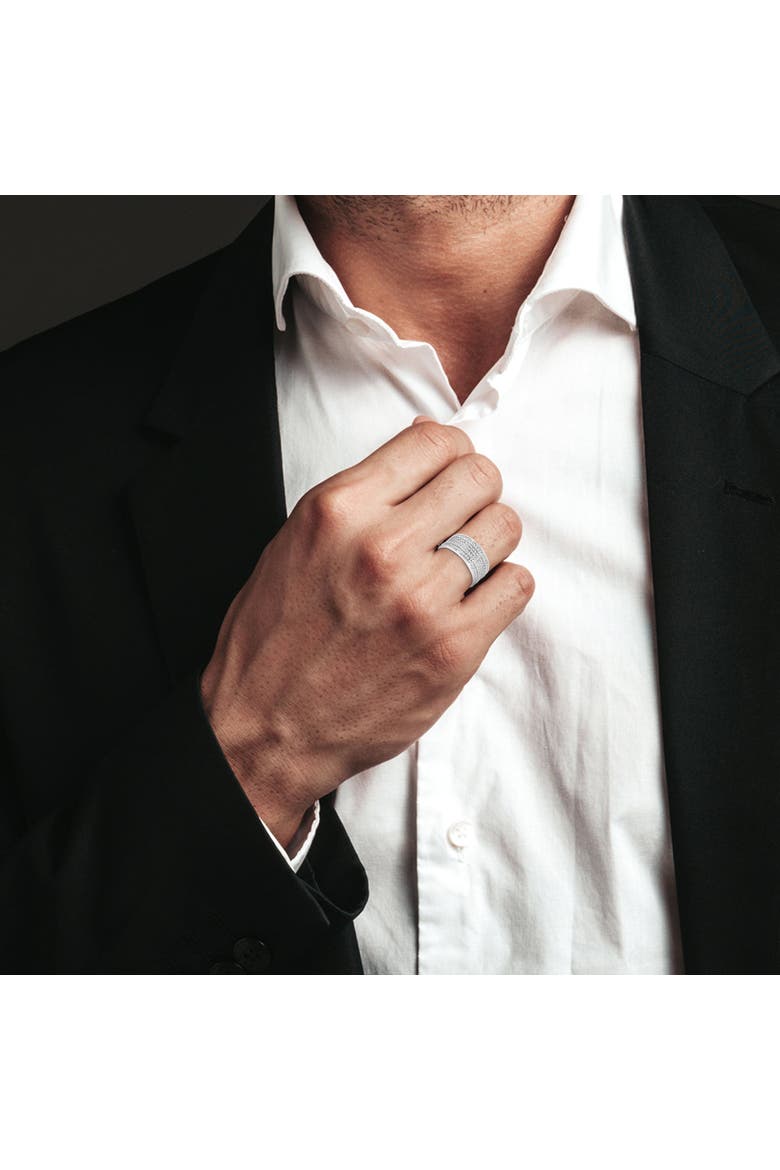 Elysium Unisex Diamond Band Ring in 10K Gold, Alternate, color, 10K White Gold