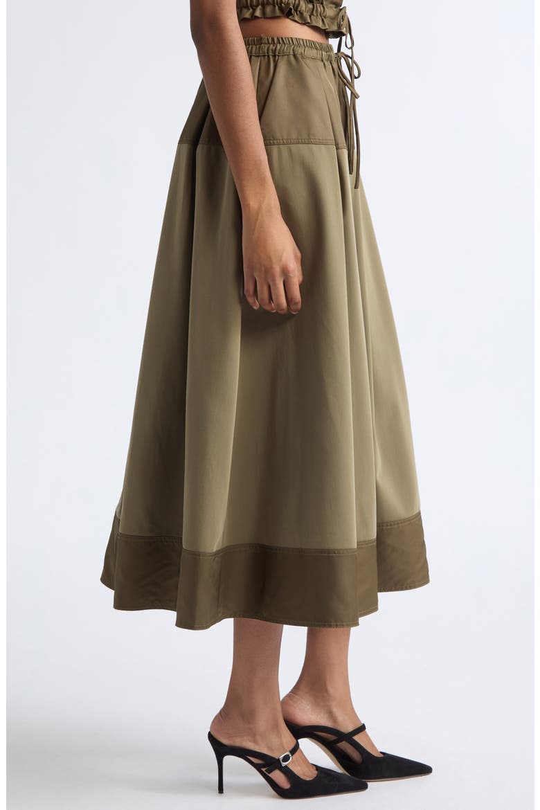 Elisabetta Satin Trim Skirt, Alternate, color, DARK OLIVE